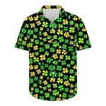 thumbnail image 4 of VBTAPA St Patricks Day Button Down Shirts for Men Short Sleeve Hawaiian Bowling Shirt Lucky Shamrock Graphic Printed Beach Party Shirts Green M, 4 of 5