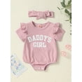 thumbnail image 2 of Bagilaanoe Newborn Baby Girl Boy Rompers Letters Print Short Sleeve Bodysuits + Headband 3M 6M 12M 18M Infant Casual One Piece Short Jumpsuit, 2 of 8
