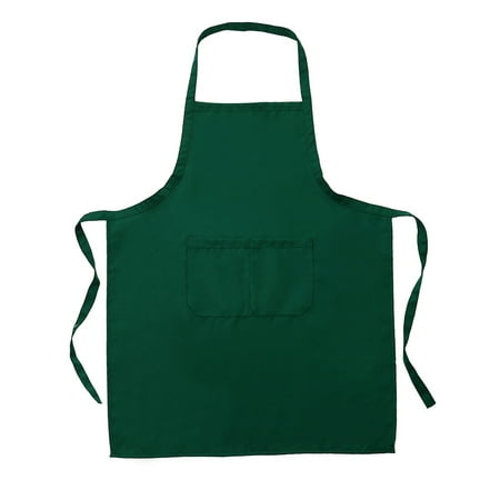 

CYMMPU Aprons Clearance New Plain Unisex Cooking Catering Work Apron Tabard With Twin Double Pocket Green