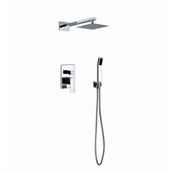 Kube Bath Aqua Piazza Brass Shower Set with 8-inch Square Rain Shower and Handheld