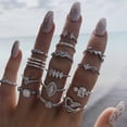 thumbnail image 4 of MasteelfCA 15pcs Creative Hollow Out Ring Antique Drill Finger Rings Dedlicate Simple Joint Rings for Woman Girl, 4 of 6