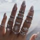 thumbnail image 3 of EeaseMX 15 anillos creativos huecos con taladro antiguo, anillos de dedo delicados y sencillos para mujer y niña., 3 of 6
