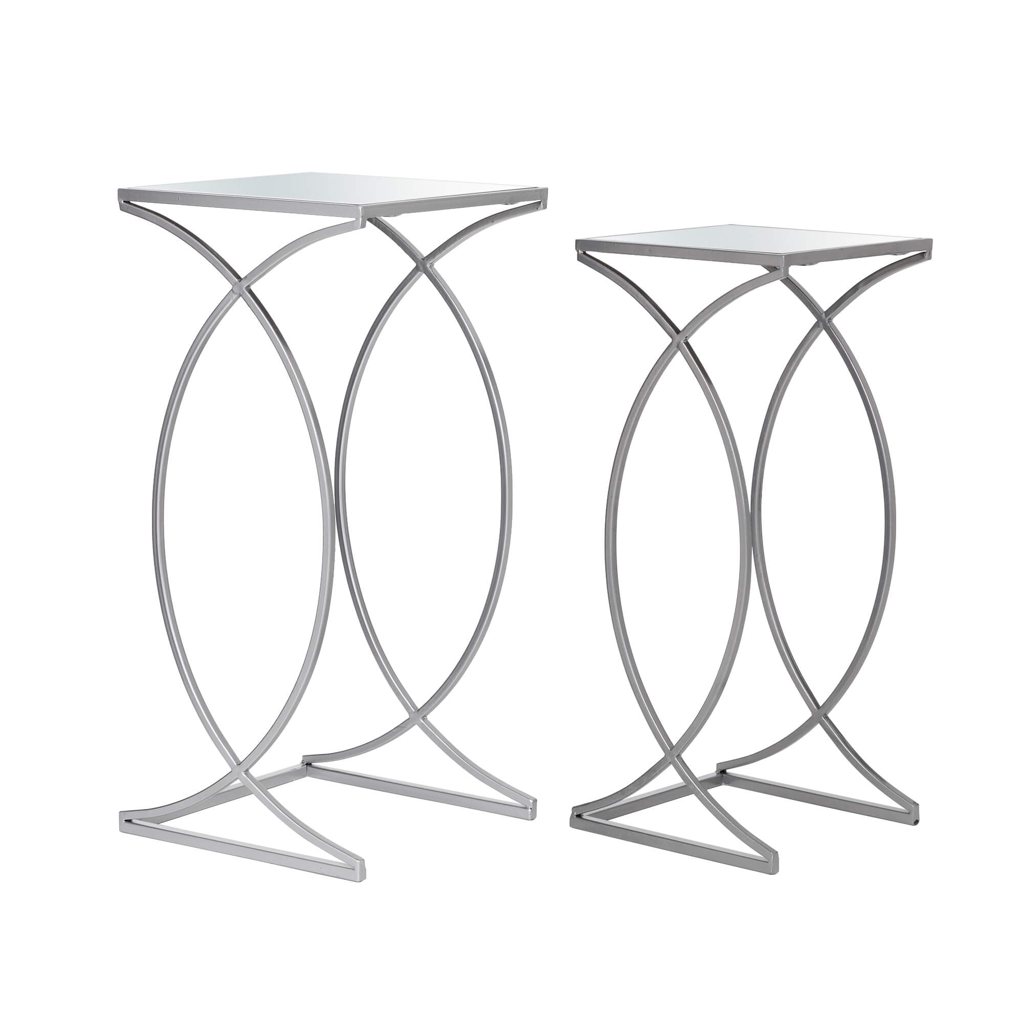 Glitzhome Nesting End Tables Glass Top Geometric Metal Frame Paint