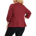 thumbnail image 3 of MODA NOVA Juniors Plus Size Office Hook-Eye 3/4 Sleeves Boyfriend Blazer, 3 of 8