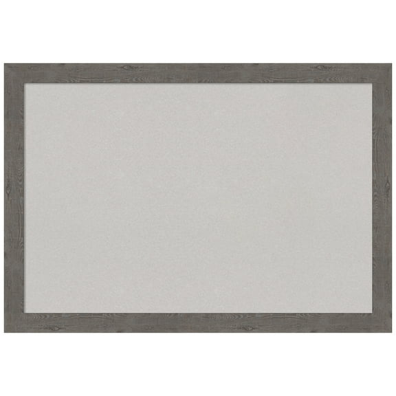Amanti Art Grey Cork Board Framed Rustic Plank Grey Narrow Bulletin Board 39 in. x 27 in.