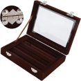 thumbnail image 6 of Jewelry Organizer, Jewelry Box, Compressed Wood and Velvet Lining Elegant Jewelry Display Box with Clear Glass Lid Enables Clear Display of Your Stored Jewelries while Keeping Them Dust Free, Brown, 6 of 7