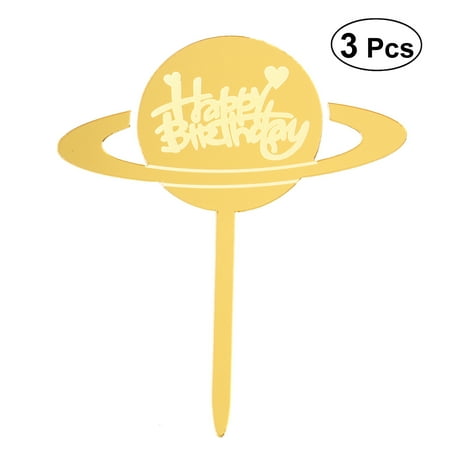 3 Pcs Earth Cake Topper Acrylic Happy Birthday Cake Topper Cake