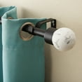 thumbnail image 2 of TOWN & COUNTRY LUXE Marbled Sphere Single Indoor Curtain Rod and Finial Set, Natural Marble Stone Look, Easy Install Wall Mount, Matte Black, Adjustable 36”-72”, 2 of 8