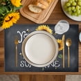 thumbnail image 4 of Sunflowers Placemats Set of 6, Classic Bee You Are My Sunshine Black Placemats for Dining Table, Place Mats for Kitchen Tabletop, Waterproof Wipeable Dining Table Mats Set, 4 of 9