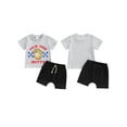 thumbnail image 2 of Suealasg Toddler Baby Boys Summer Outfits 6M 1T 2T 3T Short Sleeve Baseball Print Tops Elastic Waist Shorts 2Pcs Causal Sport Style Clothes, 2 of 9