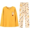 thumbnail image 3 of MVRLSH Pajamas For Women Set Printed Fleece Soft Warm Long Sleeve V-Neck Top Plaid Pants With Pockets Pajama Set Loungewear Yellow M-5Xl, 3 of 3