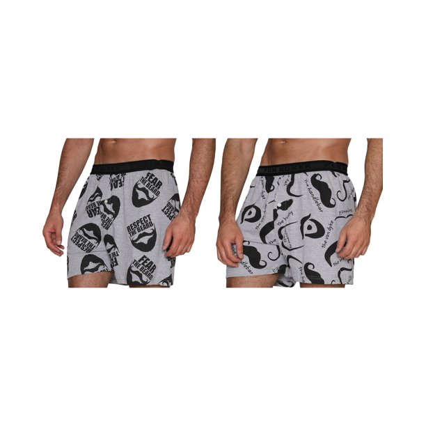 Mens Funny Underwear Boxer Shorts 2 Pc Fun Briefs, Staches, Size