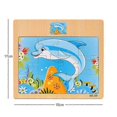 thumbnail image 2 of Wooden 12-piece jigsaw puzzle for infants and young children, educational toys, animal transportation wooden jigsaw puzzle, 2 of 4