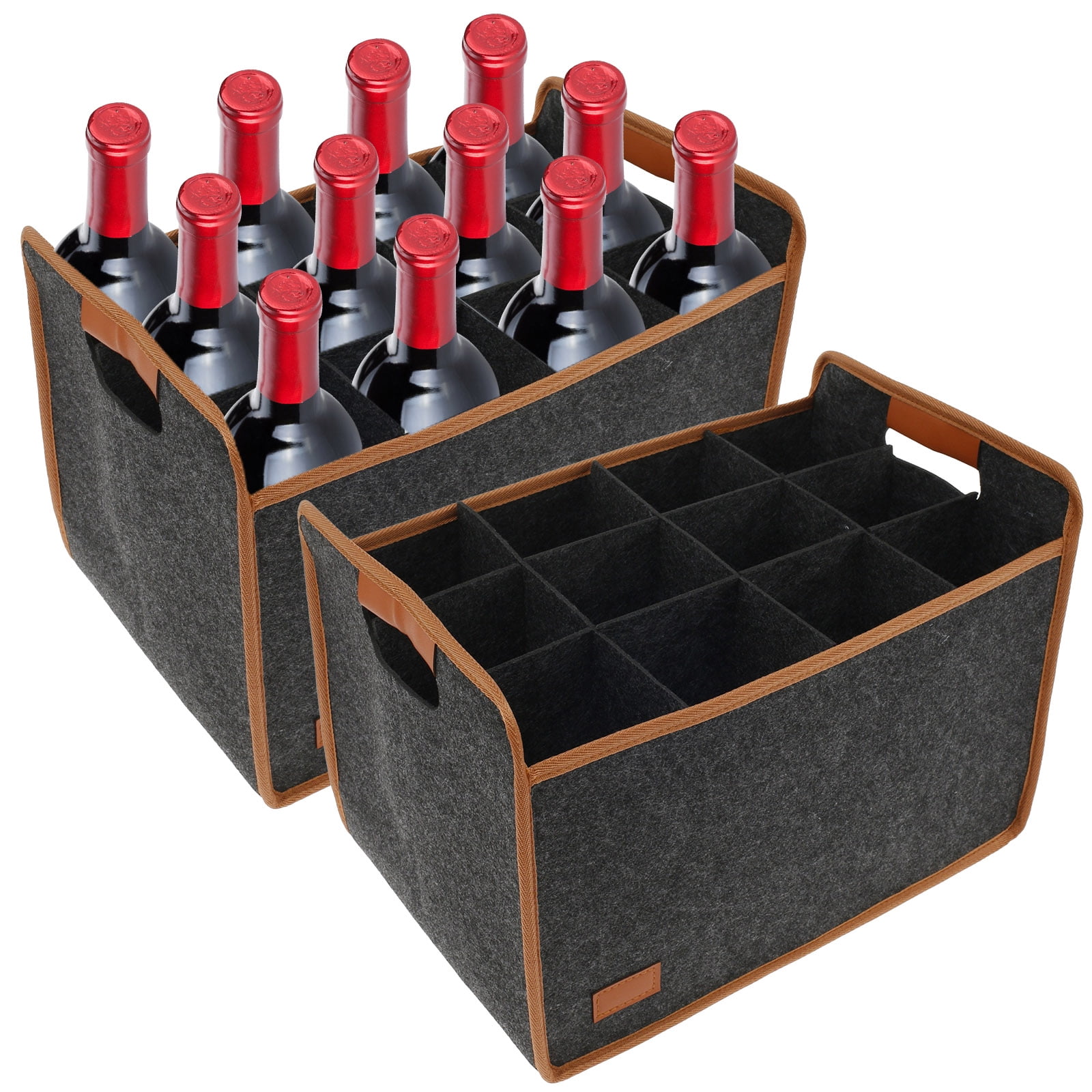 KUIZHEN 2Pcs Felt Wine Bottle Carrier Bags, Portable Wine Bottle Bag