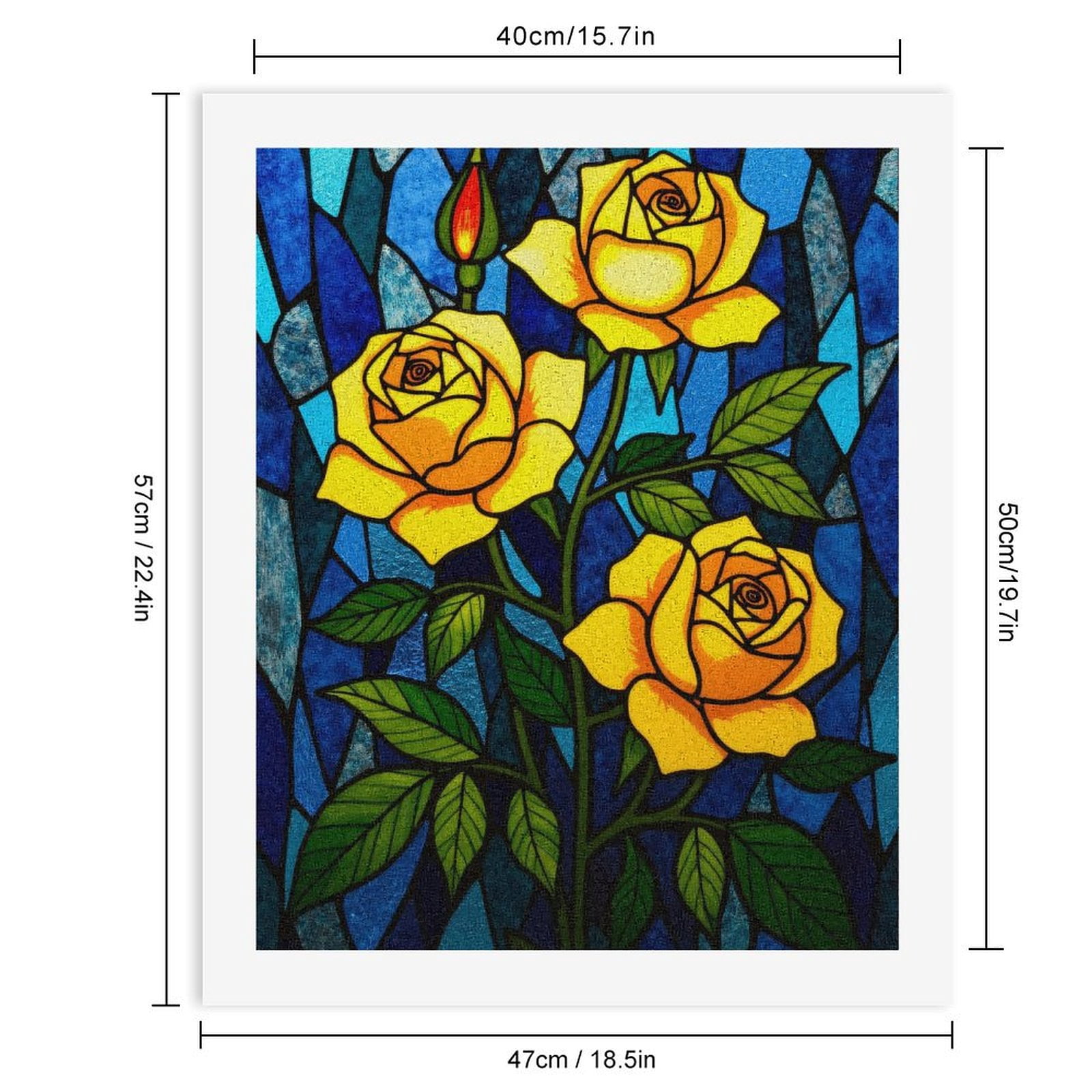Paint By Numbers Kit for Adults Beginner - DIY Stained Glass Yellow Roses Art Canvas Painting Kits for Adults, Frameless Paint By Number for Adults for Home Wall Decor 16x20 Inch