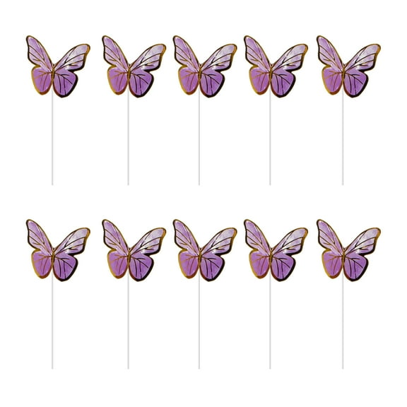 HomeLife 10Pcs Butterflies Cake Decoration Golden Pink Insert Card Creative Birthday Wedding Party Dessert Table Decor 3D Cake Topper Party Supplies