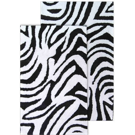 Zebra Bath Rugs - Chesapeake Safari 2Pc. Black & White Zebra Bath Rug Set (21