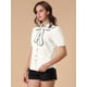 thumbnail image 4 of Blusa de Trabajo Allegra K Manga Corta Cuello Abullonado Peter Pan Mujer Blanco M, 4 of 6
