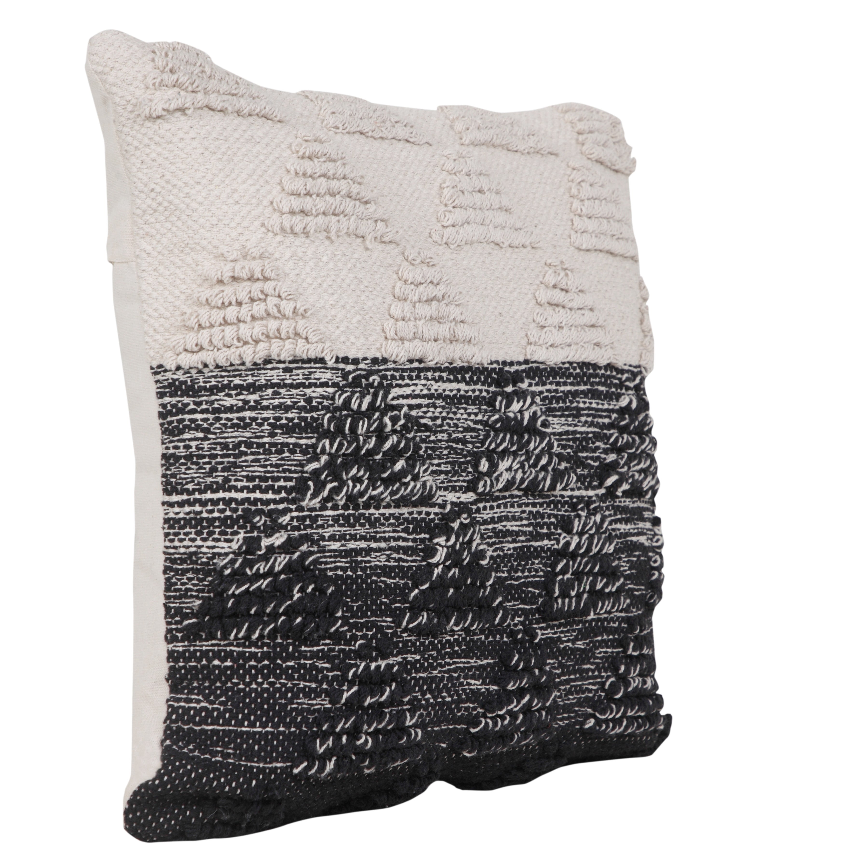 Ox Bay Miles 20" x 20" Black/Ivory Geometric Color Block Cotton Adult Decorative Throw Pillow