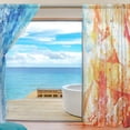 thumbnail image 4 of Splicing Pattern Fire and Water Semi Sheer Curtains Window Voile Drapes Panels Treatment-55X84in for Living Room Bedroom Kids Room, 4 of 4