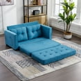 thumbnail image 5 of 59.4'' Modern Convertible Sleeper Sofa Bed with Two Side Pockets, Chenille Fabric Sofa w/Pull-Out Bed Loveseat Sofa Couch for Living Room, Blue, 5 of 9