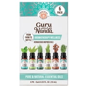 GuruNanda Herbaceous Essential Oils Collection, Peppermint, Tea Tree, Eucalyptus, 10 mL