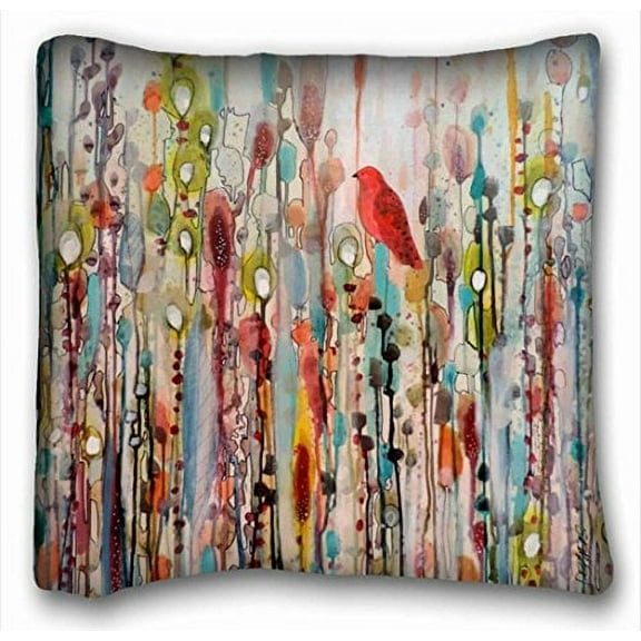 WinHome Red Cardinal Bird Square Throw Pillow Case Cases Cover Cushion Covers Sofa Size 20x20 Inches Two Side