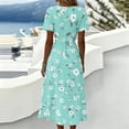thumbnail image 7 of Maxi Dresses for Women Crossover Wrap V Neck Short Sleeve Summer Dress Elastic High Waist A-Line Casual Party Work Dress, 7 of 7