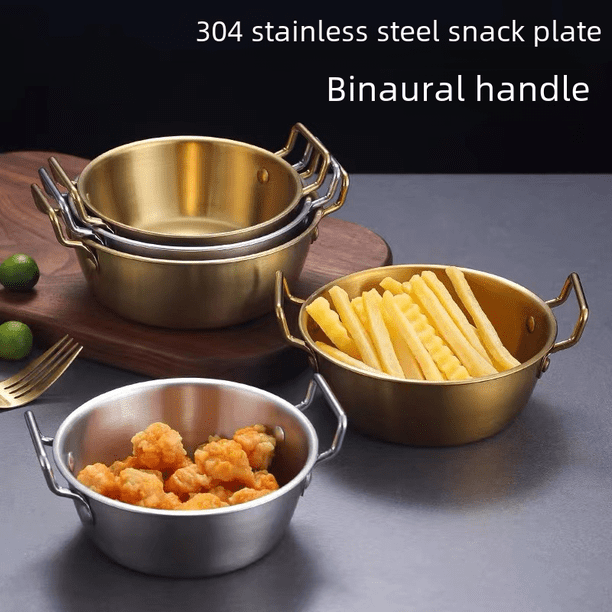 Cuenco de acero inoxidable Cuenco de doble oreja Cesta para bocadillos Bocadillo para bocadillos Pollo frito Papas fritas Estilo Ensalada Cuenco para olla caliente Cuenco para salsa Cuenco para