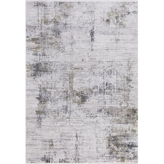 Amer Rug VEN203910 3 ft. x 9 ft. 10 in. Venice Modern Power-Loomed Rug, Ivory & Gray