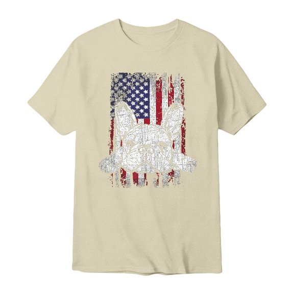 America 250 Merchandise Mens Short Sleeve Crewneck Patriotic Bulldog Graphic Tee Summer Casual Beige L