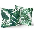 thumbnail image 2 of Tropical Palm Leaf Pillow Covers 18x18 Inch Summer Green Leaves Print Pillowcase Set of 2 Hawaiian Plant Throw Pillow Covers Soft Cotton Square Cushion Covers for Home Couch Sofa Patio Bedroom, 2 of 6
