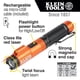 thumbnail image 2 of Klein Tools 56040 Linterna LED magnética, linterna recargable de 350 lúmenes, enfoque giratorio, puntero láser, manos libres, cable de carga USB, para trabajo y exteriores, 2 of 5