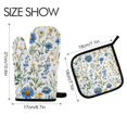 thumbnail image 2 of Yayeee Oven Mitts and Pot Holder Set of 2 Heat Resistant Kitchen Gloves Baking Hot Pad, Blue Floral, 2 of 5