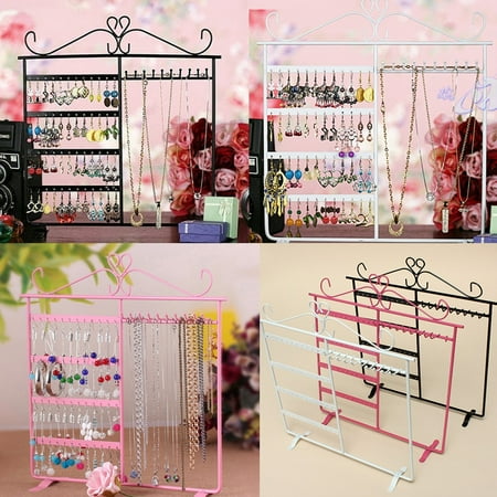 White/Pink/Black Earrings Necklace Ear Studs Jewelry Tree Display Show Metal Stand Rack Organizer (Best Way To Display Jewelry)