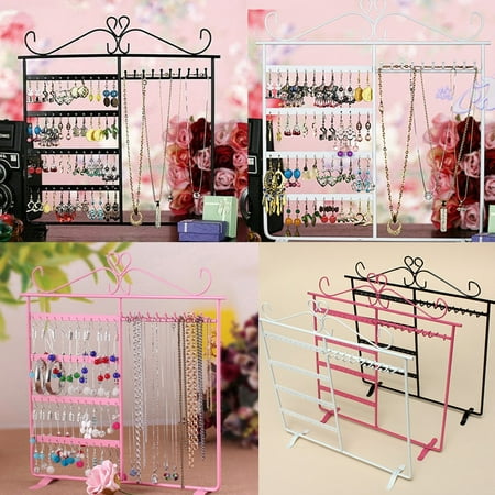 White/Pink/Black Earrings Necklace Ear Studs Jewelry Tree Display Show Metal Stand Rack Organizer (Best Way To Display Jewelry At Craft Shows)