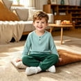 thumbnail image 6 of Yeaiivve Jogger Sets for Toddler Boys 2 Piece Summer Outfits Breathable Long Sleeve Henley Top and Jogging Pants Suits for Play Travel Lounging Army Green 2-3 Years, 6 of 6