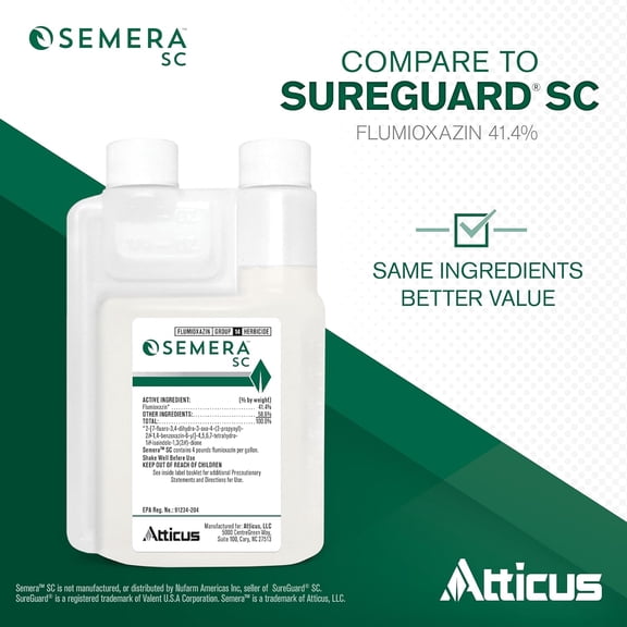 Semera SC Herbicide (8 oz) 44% Flumioxazin Weed Killer Season Long Lawn and Aquatic Weed Control