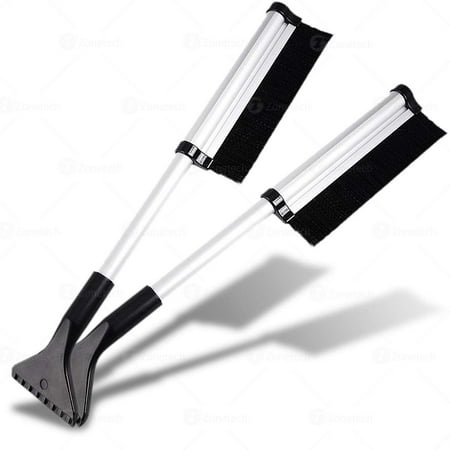 Zone Tech Extendable 2-Pack Telescoping Ice Scraper and Snow Brush - Extends and Retracts from 17