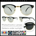 thumbnail image 2 of Polarized Photochromic Light Grey Lens Mens Iconic Half Rim Hipster Sunglasses Black Gold, 2 of 8