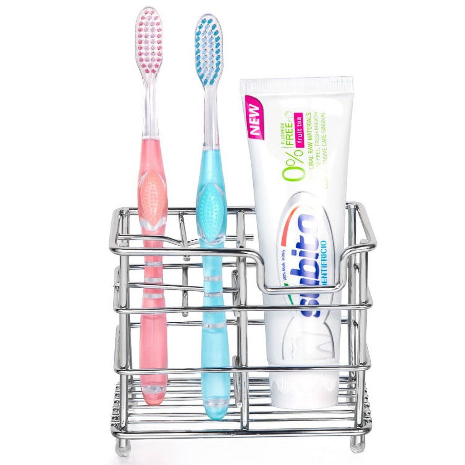 Toothbrush Holder Stainless Steel Multifunctional Tooth Brush Holder for Bathroom, Sturdy and Hygienic Toothpaste Holder - Sliver - image 3 of 5