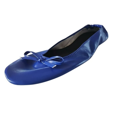 

Slippers for Women Women Foldable Portable Travel Ballet Flat Roll Slipper Shoes Dance Party Shoes Womens Slippers Artificial Leather Blue S