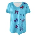 thumbnail image 5 of Tejiojio Essentials Short Sleeve Lady's Summer T-Shirt Fashion Woman V-Neck Summer Butterfly Prints Tops Loose, 5 of 5