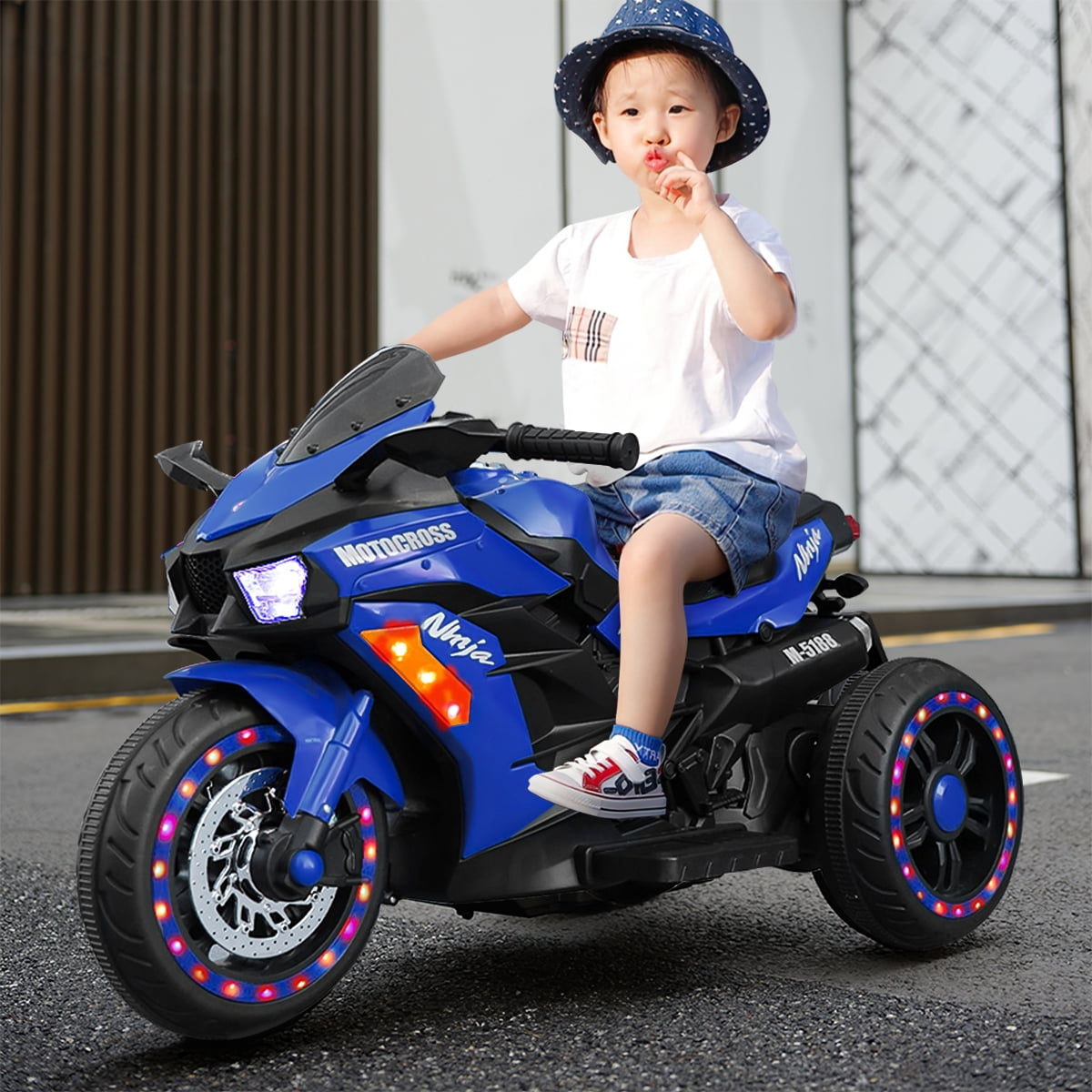 HNH 12V Ride on Motorcycle, Electric Kids Motorcycle, Powered Ride on Motorcycle for 3-6 Years Old, Colorful