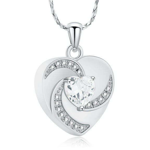 Heart Urn Necklace for Ashes Stainless Steel Crystal Cremation Jewelry Memorial Ash Pendant Loved Ones Ashes Holder Funeral Memorial Keepsake for Women