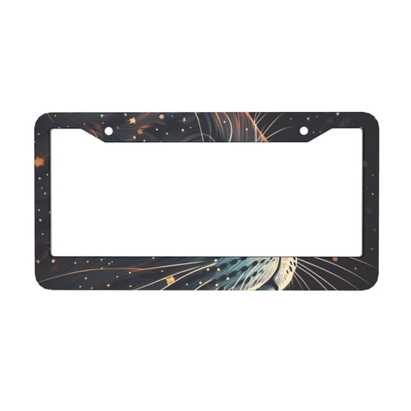 Cat Face Starry Cute Kitty Car License Plate Frame Aluminum Decorative Auto Tag License Plates Holder 2 Holes