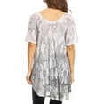 thumbnail image 2 of Sakkas Maliky Wide Corset Neck Floral Embroidered Cap Sleeve Blouse Top Shirt - White - One Size Regular, 2 of 5