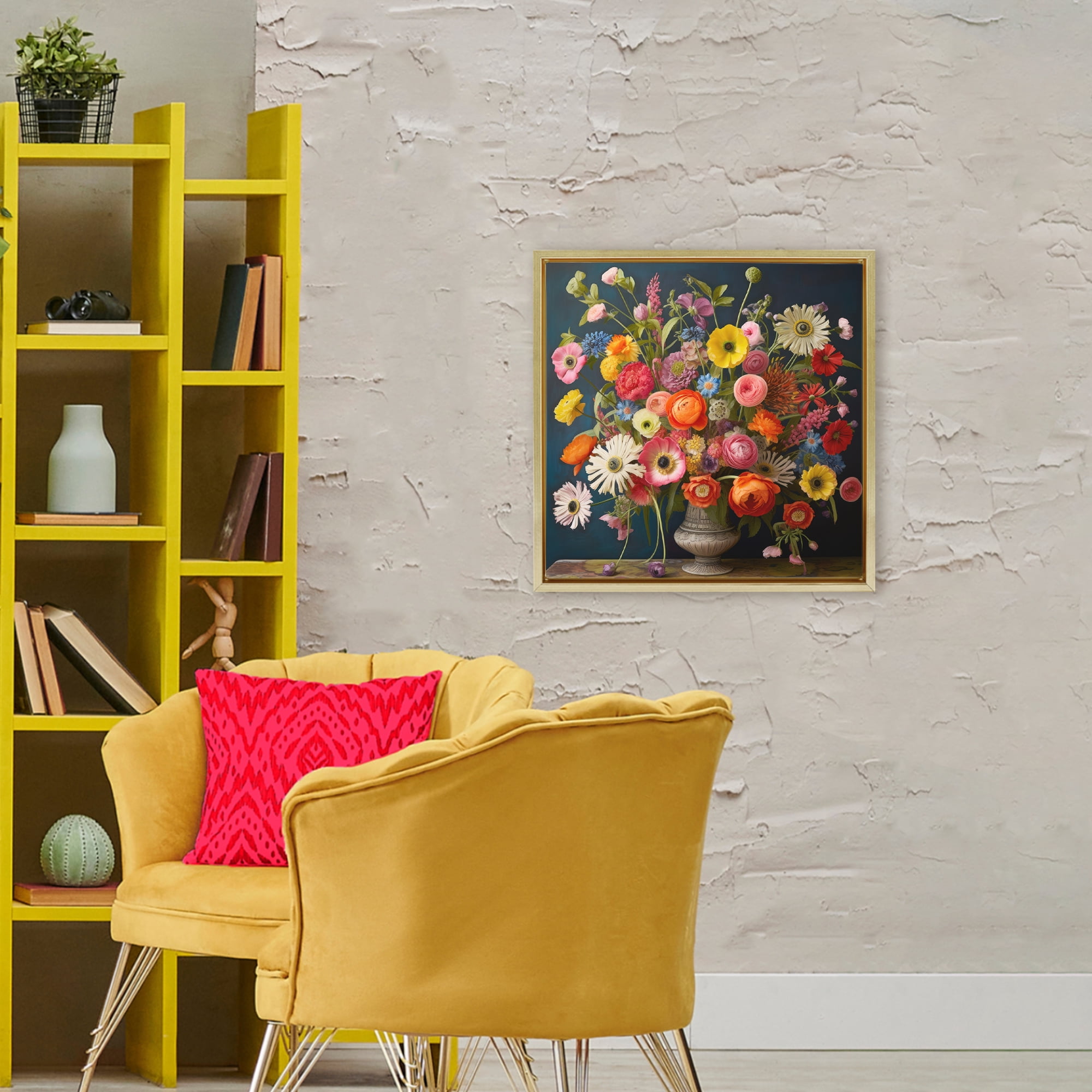 Stupell Industries Harmonious Garden Bouquet Gold Framed Floater Canvas Wall Art, design by Lazar Studio
