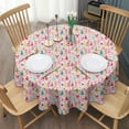 thumbnail image 3 of Pink Christmas Santa and Tree Pattern Round Tablecloth 60"x60",Wrinkle Wipeable Table Cloth for Kitchen Dining Room Picnic Patio Party, 3 of 6