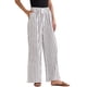 thumbnail image 2 of Pantalones de rayas de tiro alto y pierna ancha para mujer INSPIRE CHIC, con cordón, de algodón, sueltos, talla XS, color blanco, 2 of 5